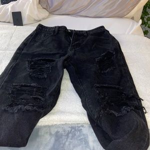 Black Ripped Mom Jeans
